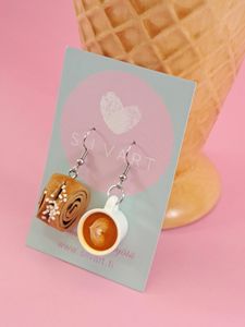 Korvapuusti/Kahvikuppi-korvakorut 