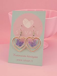 Sydänperhonen-korvakorut, lila